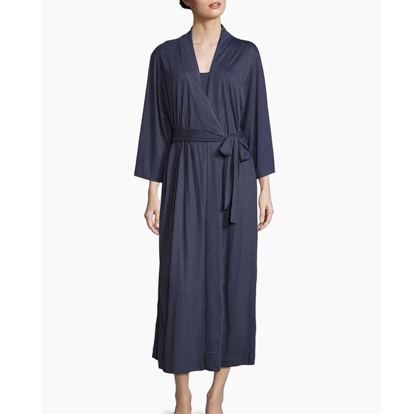 Natori Shangri-La Robe Women's XL Tencel Butter Soft Belted Navy Blue Sleepwear - Picture 1 of 13